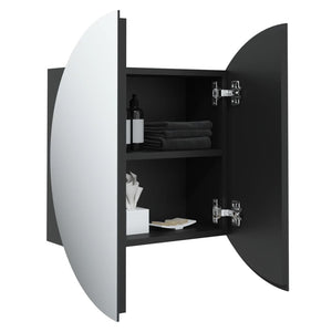 vidaXL Bathroom Cabinet with Round Mirror&LED Black 47x47x17.5 cm