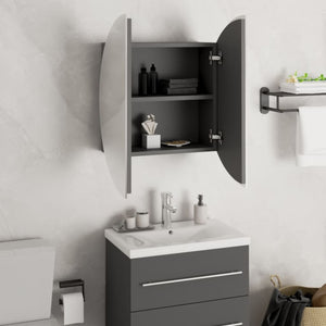 vidaXL Bathroom Cabinet with Round Mirror&LED Grey 47x47x17.5 cm