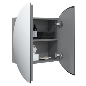 vidaXL Bathroom Cabinet with Round Mirror&LED Grey 47x47x17.5 cm