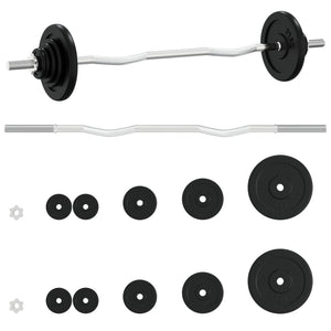 vidaXL Barbell with Plates Set 30 kg Cast Iron & Chrome Plated Steel