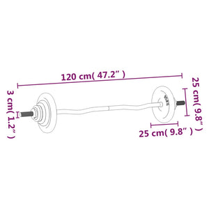 vidaXL Barbell with Plates Set 30 kg Cast Iron & Chrome Plated Steel