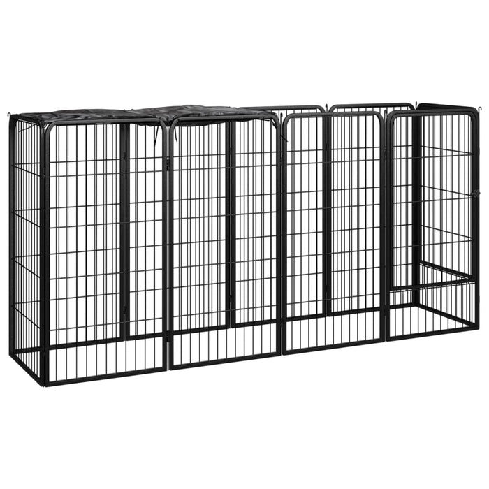 vidaXL 10-Panel Dog Playpen Black 50x100 cm Powder-coated Steel