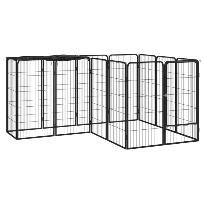 vidaXL 14-Panel Dog Playpen Black 50x100 cm Powder-coated Steel