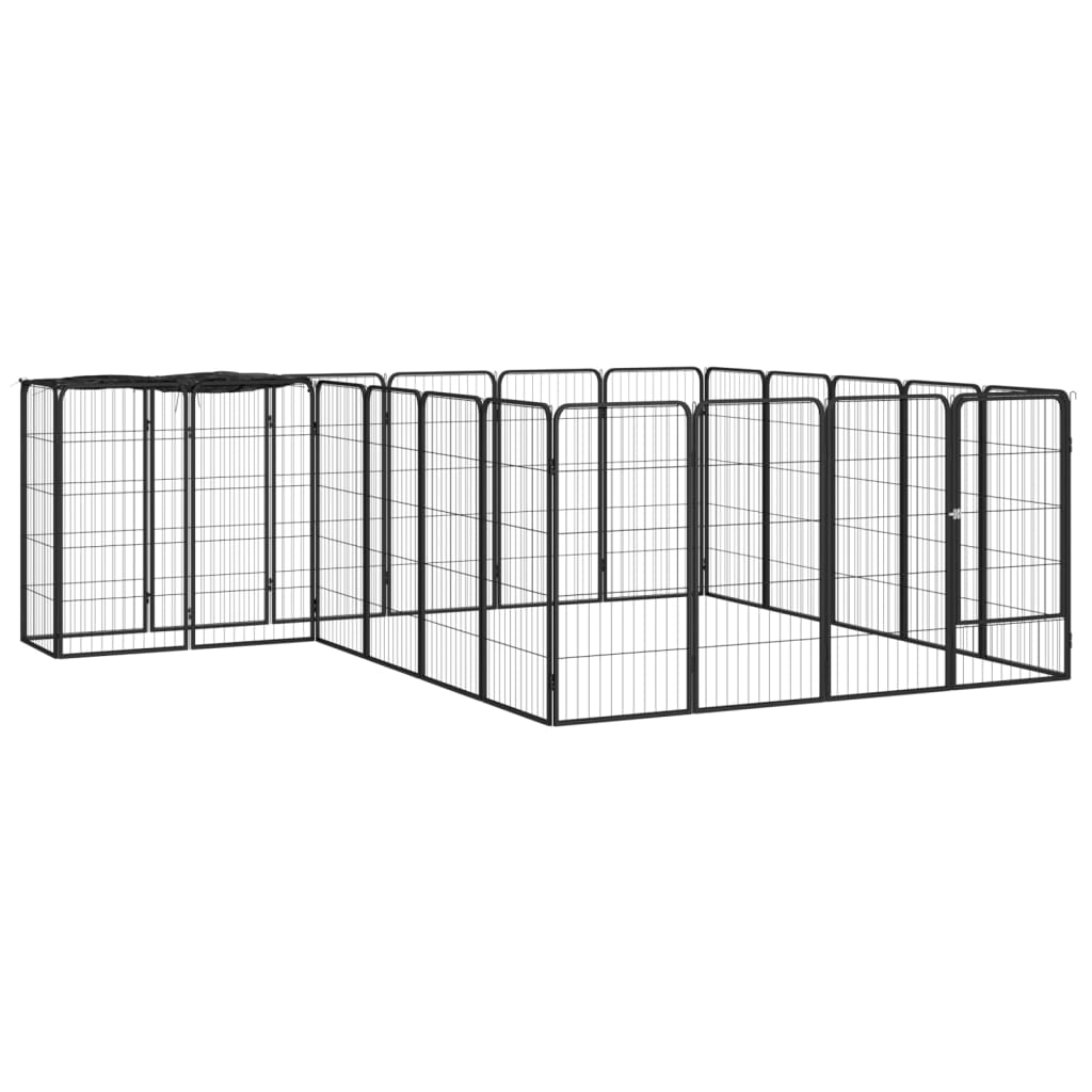 vidaXL 22-Panel Dog Playpen Black 50x100 cm Powder-coated Steel