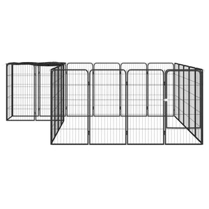 vidaXL 22-Panel Dog Playpen Black 50x100 cm Powder-coated Steel