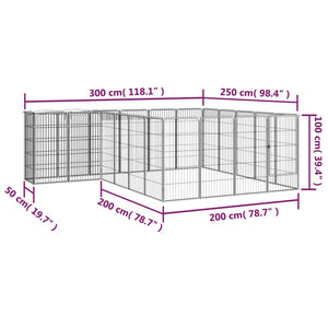 vidaXL 22-Panel Dog Playpen Black 50x100 cm Powder-coated Steel