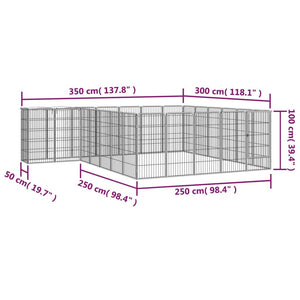 vidaXL 26-Panel Dog Playpen Black 50x100 cm Powder-coated Steel