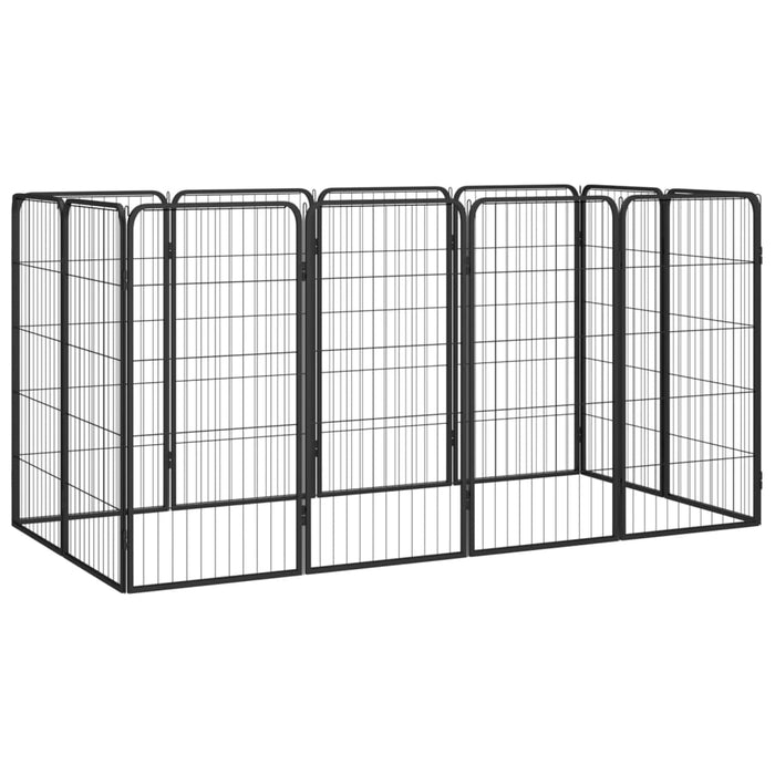 vidaXL 12-Panel Dog Playpen Black 50x100 cm Powder-coated Steel