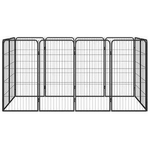 vidaXL 12-Panel Dog Playpen Black 50x100 cm Powder-coated Steel