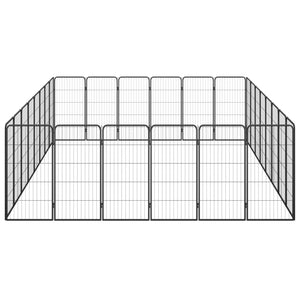 vidaXL 28-Panel Dog Playpen Black 50x100 cm Powder-coated Steel