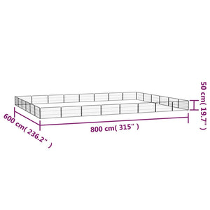 vidaXL 28-Panel Dog Playpen Black 100x50 cm Powder-coated Steel