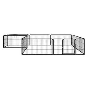 vidaXL 12-Panel Dog Playpen Black 100x50 cm Powder-coated Steel