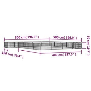 vidaXL 20-Panel Dog Playpen Black 100x50 cm Powder-coated Steel