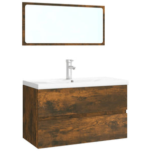 vidaXL Bathroom Furniture Set Smoked Oak Engineered Wood