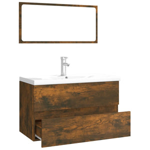 vidaXL Bathroom Furniture Set Smoked Oak Engineered Wood