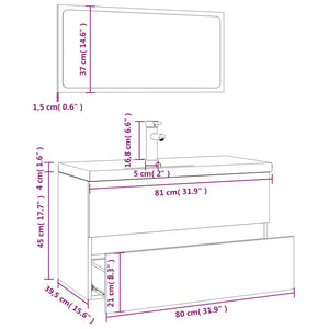 vidaXL Bathroom Furniture Set Smoked Oak Engineered Wood