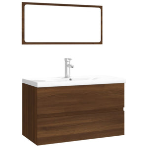 vidaXL Bathroom Furniture Set Brown Oak Engineered Wood