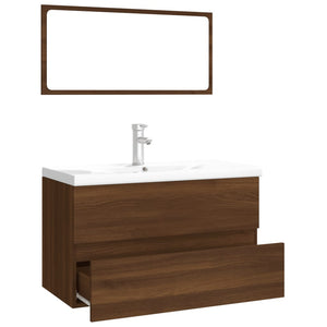 vidaXL Bathroom Furniture Set Brown Oak Engineered Wood