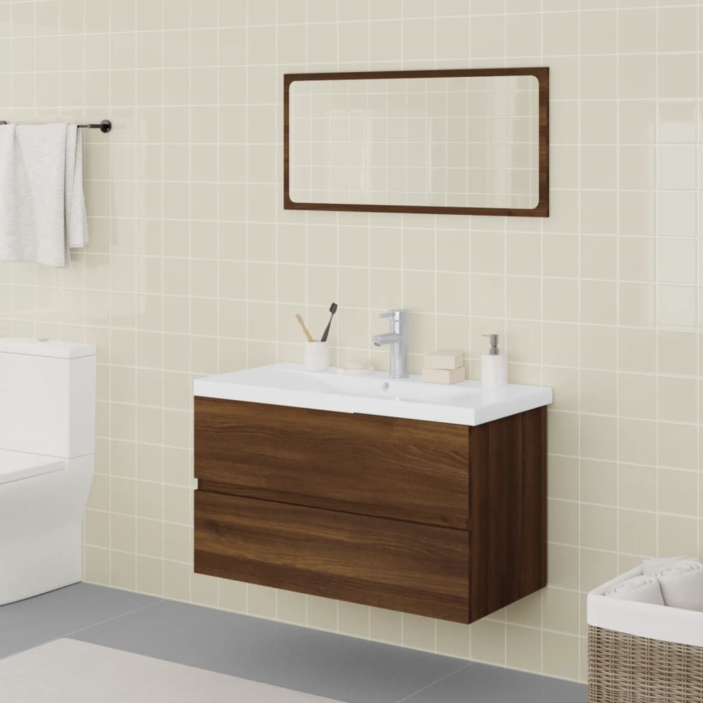 vidaXL Bathroom Furniture Set Brown Oak Engineered Wood