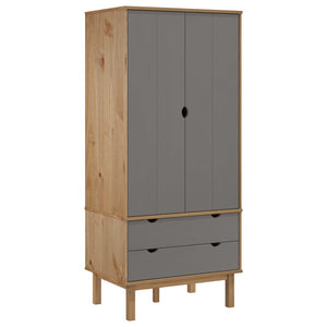 vidaXL Wardrobe OTTA Brown and Grey 76.5x53x172 cm Solid Wood Pine