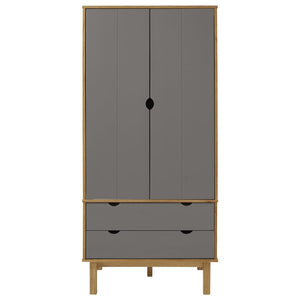 vidaXL Wardrobe OTTA Brown and Grey 76.5x53x172 cm Solid Wood Pine