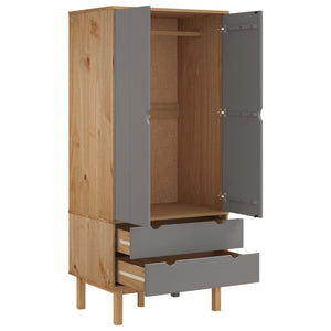 vidaXL Wardrobe OTTA Brown and Grey 76.5x53x172 cm Solid Wood Pine