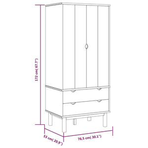 vidaXL Wardrobe OTTA Brown and Grey 76.5x53x172 cm Solid Wood Pine