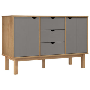 vidaXL Sideboard OTTA Brown and Grey 113.5x43x73 cm Solid Wood Pine