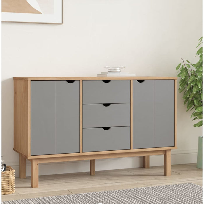 vidaXL Sideboard OTTA Brown and Grey 113.5x43x73 cm Solid Wood Pine