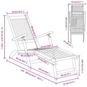 vidaXL Outdoor Deck Chairs with Footrests and Table Solid Wood Acacia