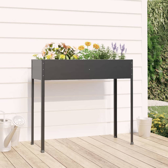 vidaXL Garden Planter Anthracite 100.5x40.5x90 cm Galvanised Steel