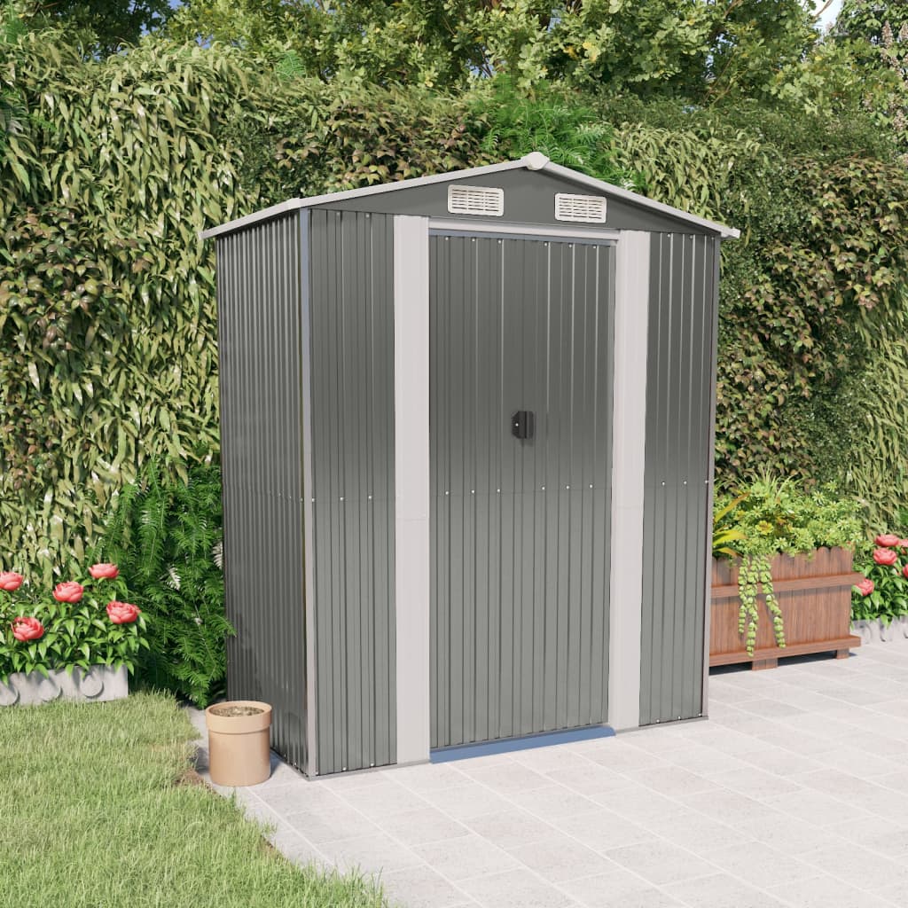 vidaXL Garden Shed Light Grey 192x108x223 cm Galvanised Steel