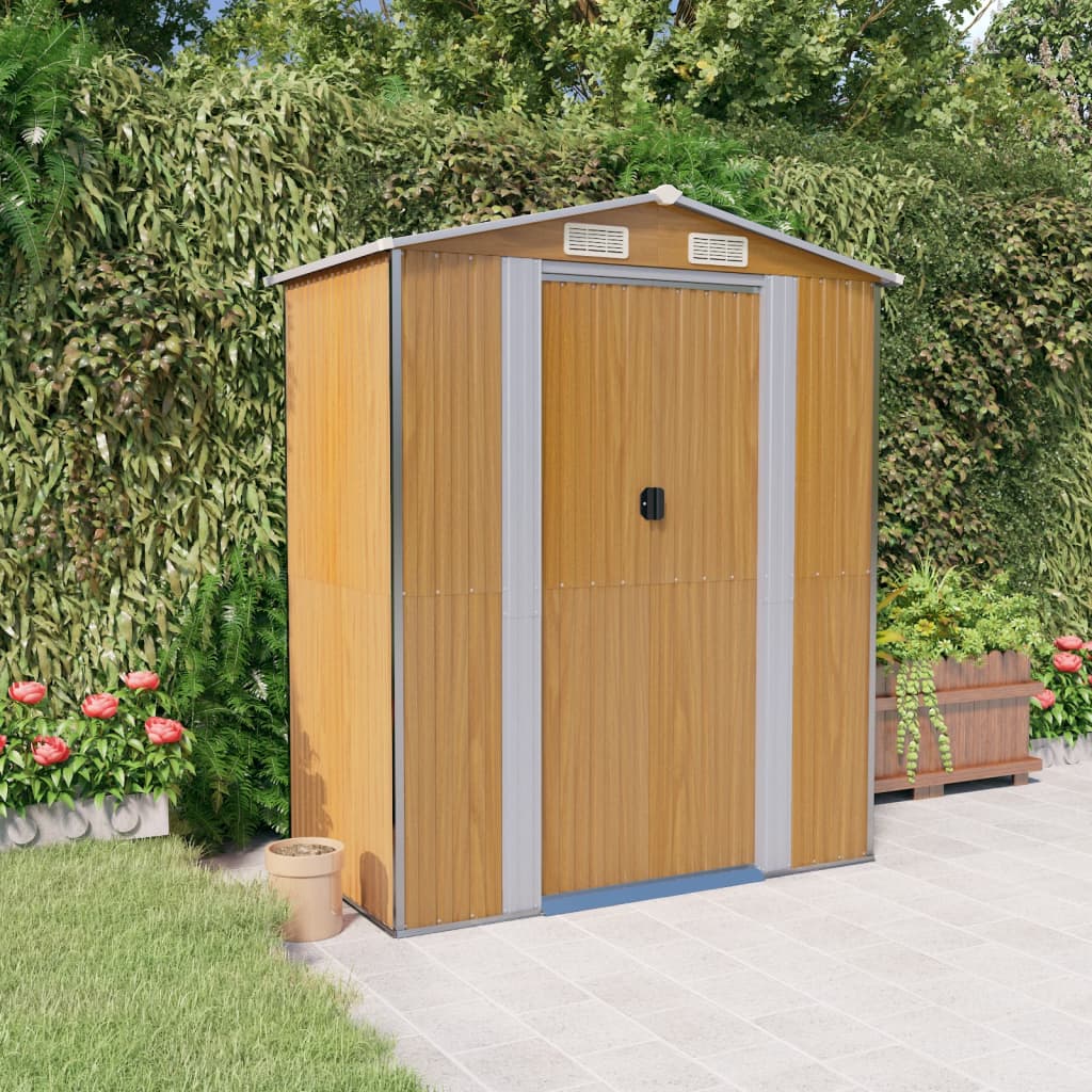 vidaXL Garden Shed Light Brown 192x108x223 cm Galvanised Steel