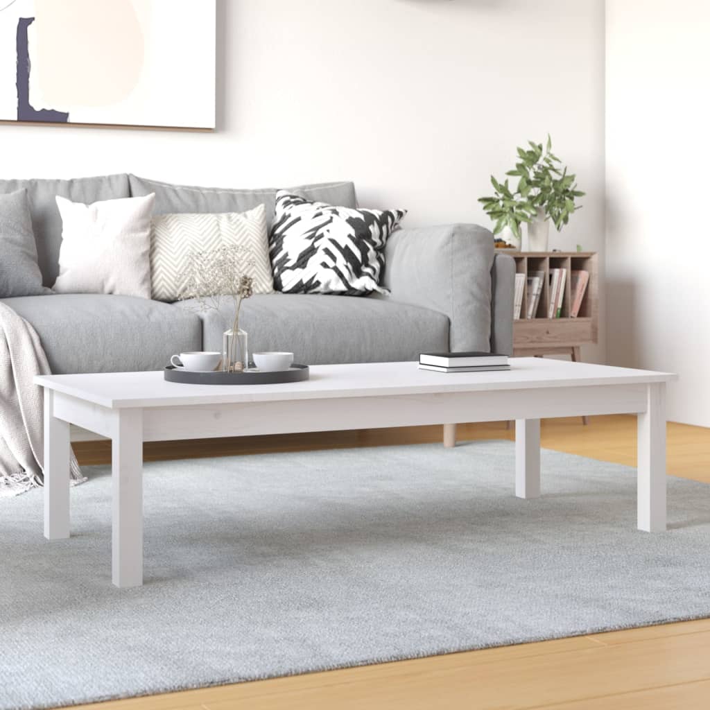 vidaXL Coffee Table White 110x50x30 cm Solid Wood Pine