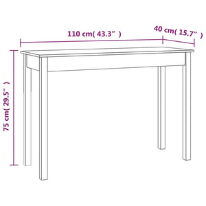 vidaXL Console Table 110x40x75 cm Solid Wood Pine