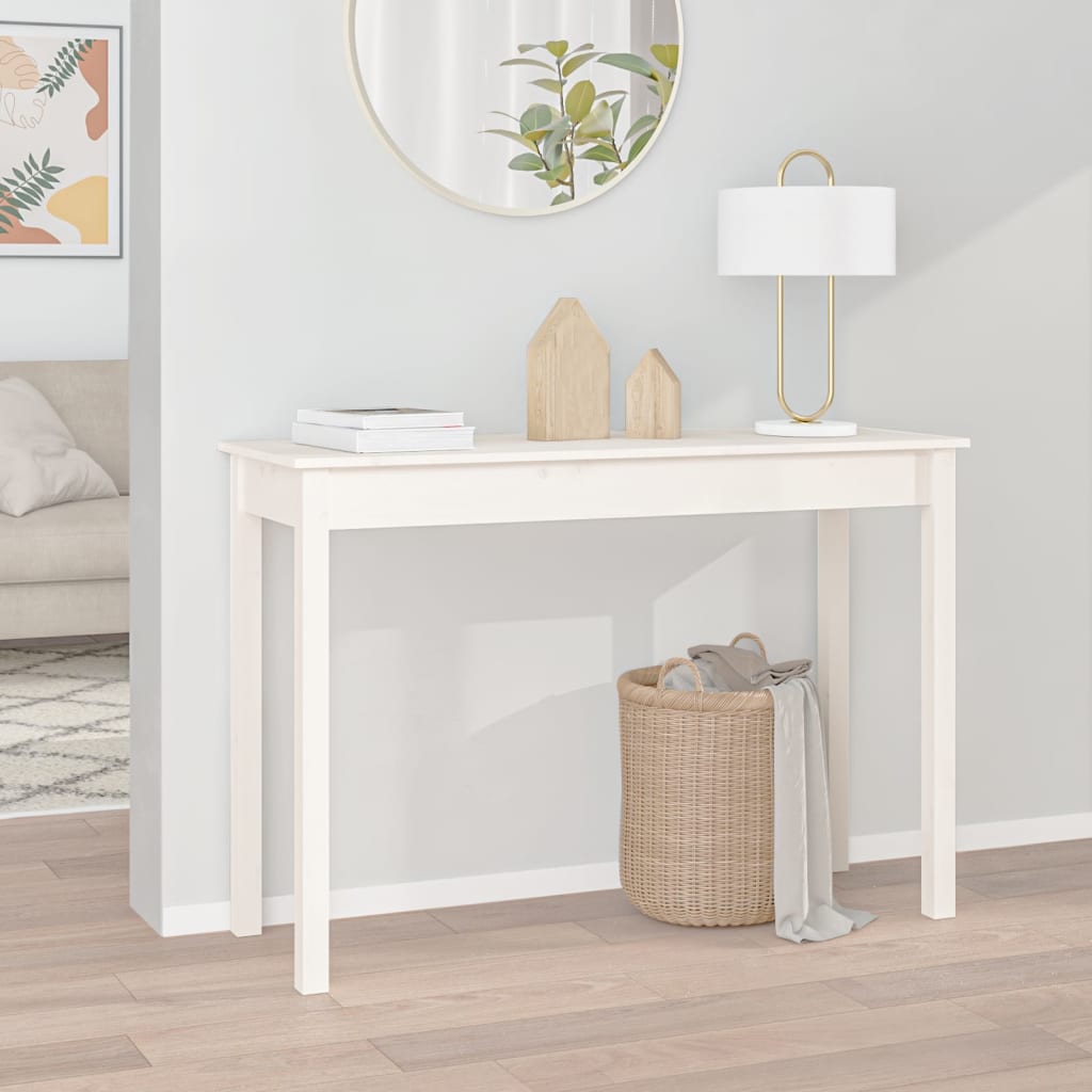 vidaXL Console Table White 110x40x75 cm Solid Wood Pine