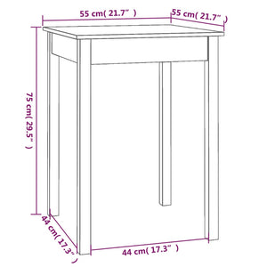 vidaXL Dining Table White 55x55x75 cm Solid Wood Pine