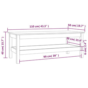 vidaXL Coffee Table Black 110x50x40 cm Solid Wood Pine