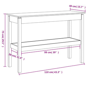 vidaXL Console Table White 110x40x75 cm Solid Wood Pine