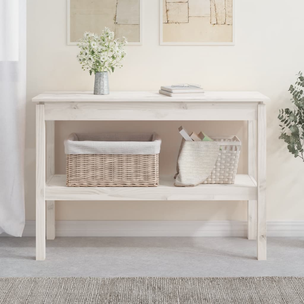 vidaXL Console Table White 110x40x75 cm Solid Wood Pine