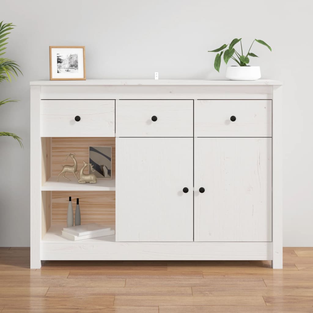 vidaXL Sideboard White 100x35x74 cm Solid Wood Pine