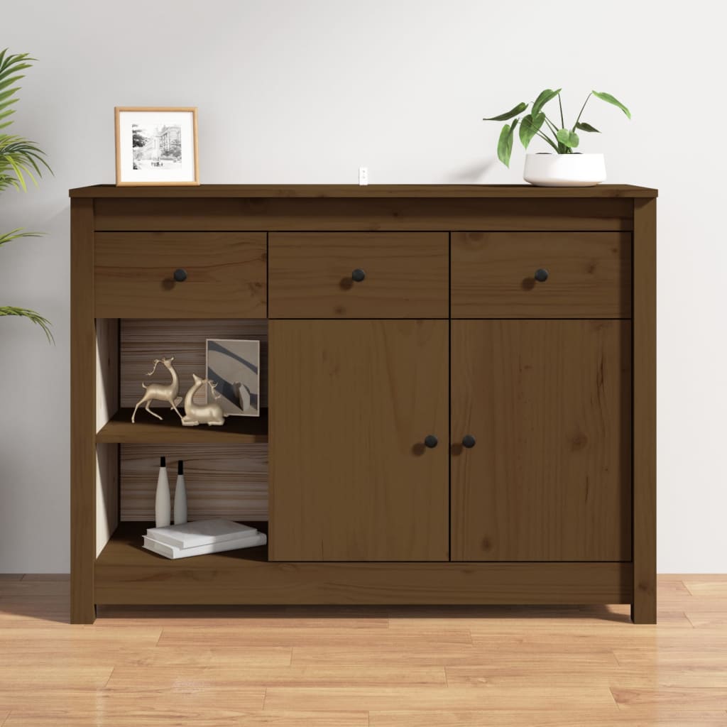 vidaXL Sideboard Honey Brown 100x35x74 cm Solid Wood Pine