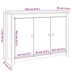 vidaXL Sideboard 100x35x74 cm Solid Wood Pine