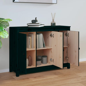 vidaXL Sideboard Black 100x35x74 cm Solid Wood Pine