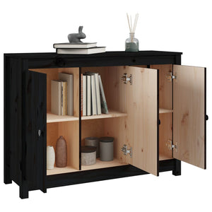 vidaXL Sideboard Black 100x35x74 cm Solid Wood Pine