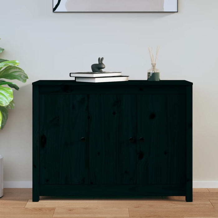 vidaXL Sideboard Black 100x35x74 cm Solid Wood Pine