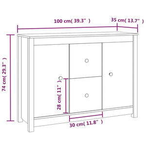 vidaXL Sideboard 100x35x74 cm Solid Wood Pine