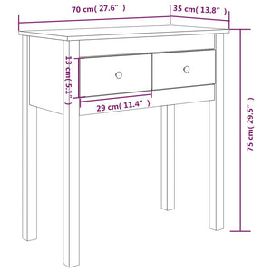 vidaXL Console Table White 70x35x75 cm Solid Wood Pine