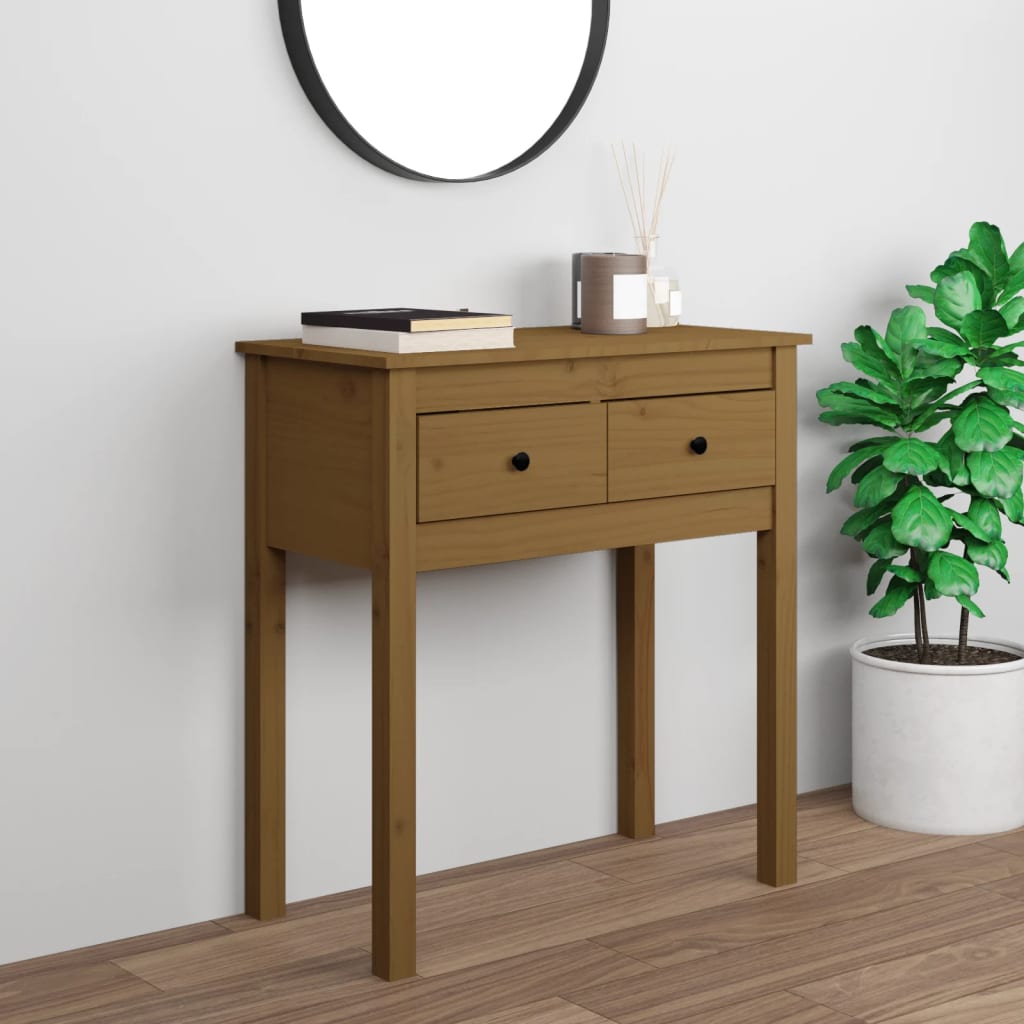 vidaXL Console Table Honey Brown 70x35x75 cm Solid Wood Pine