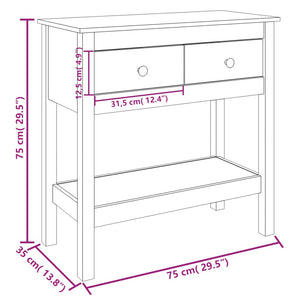 vidaXL Console Table 75x35x75 cm Solid Wood Pine